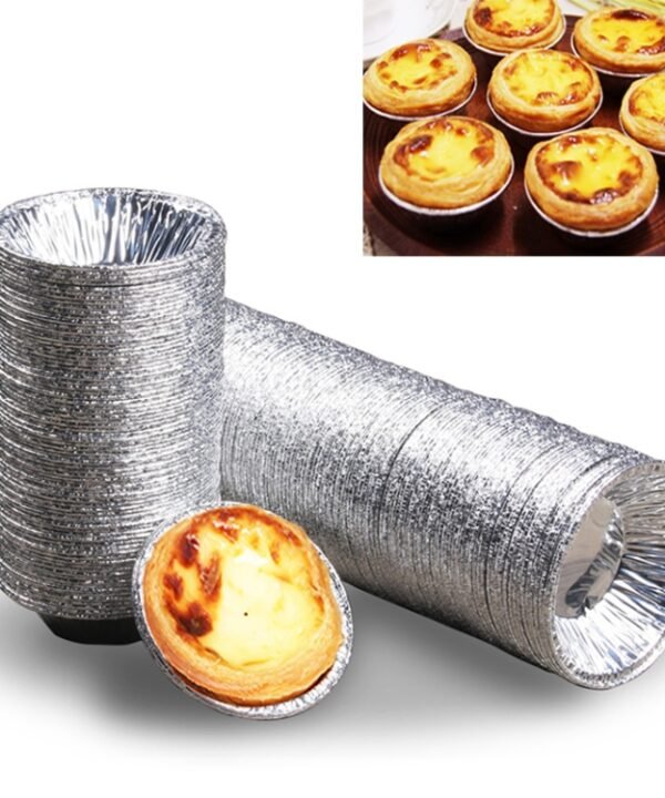 100pcs / Pack  Aluminum Foil Egg Tart Cup Cake Holder, Size: 7.5 x 4 x 2cm