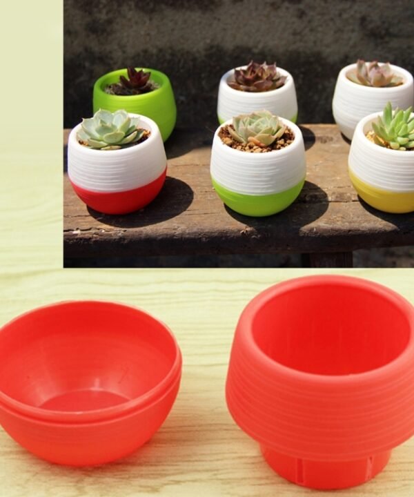 Colourful Mini Round Plastic Plant Flower Pot Garden Home Office Decoration Nursery Pots  Plant Flowerpot with Water Tank, Random Color Delivery