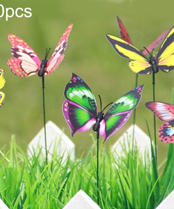10pcs Colorful Butterflies Garden Ornament Flowerpot Plant Decor Butterfly Stick Garden Decoration Simulation Butterfly, Random Color Delivery