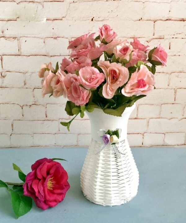Plastic Flower Pots Medium Size Flower Pots Fashion Balcony Garden Plant Planter Home Decoration, Ribbon Random Color Delivery