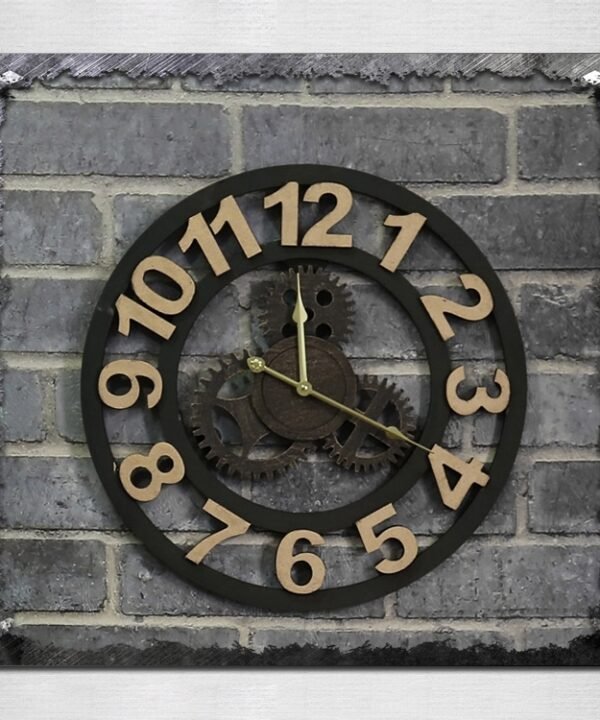 Originality American Industrial Style Wood Vintage Old Gear Wall Clock
