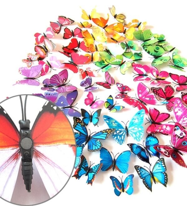 2 Sets Creative 3D Color Butterfly Wall Stickers Living Room Bedroom Decoration Supplies, Magnet Style, Random Color Delivery