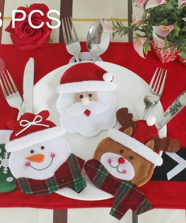 3 in 1 Christmas Decoration Round Face Style Cutlery Holders