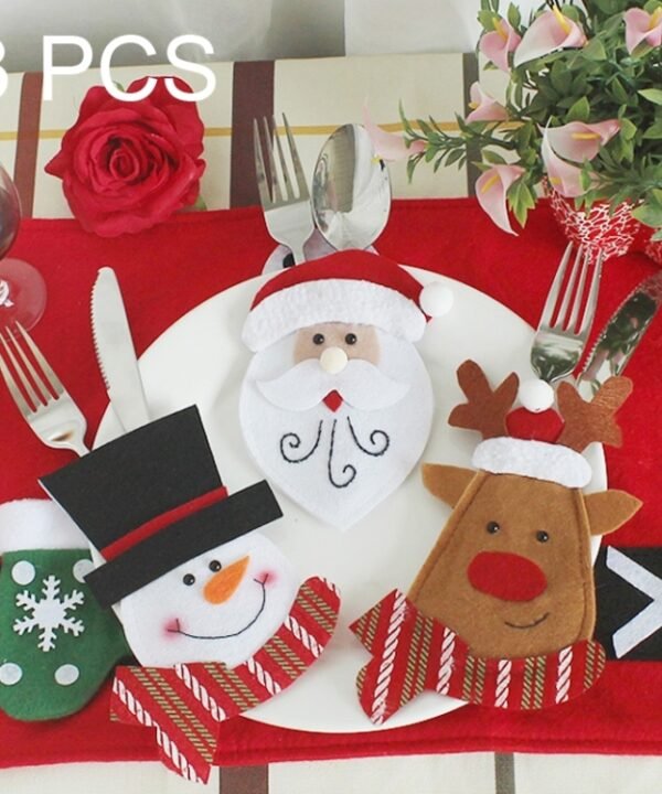3 in 1 Christmas Decoration Cartoon Style Cutlery Holders