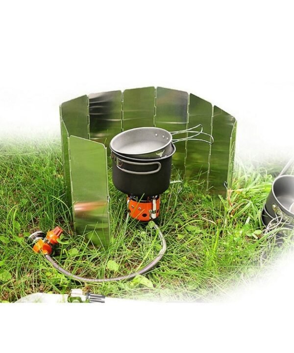 10 PCS Camping Outdoor Picnic Portable Stove Folding Screen Aluminum Windshield