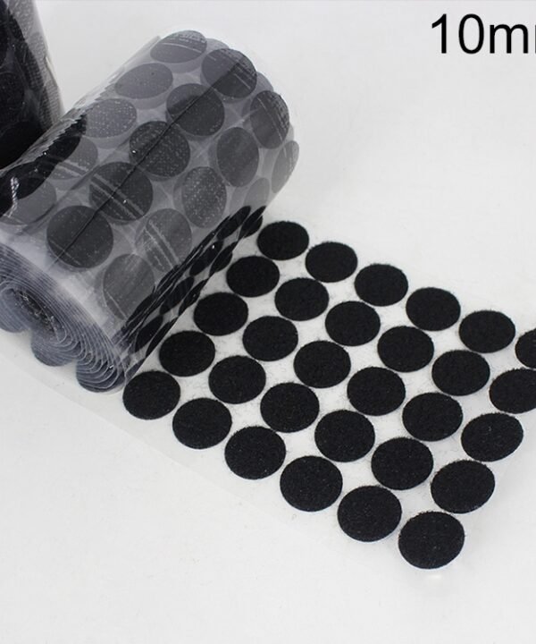 1000 PCS 10mm Round Nylon Adhesive Hook and Loop Fastener, 10mm (Black), 10mm (White)