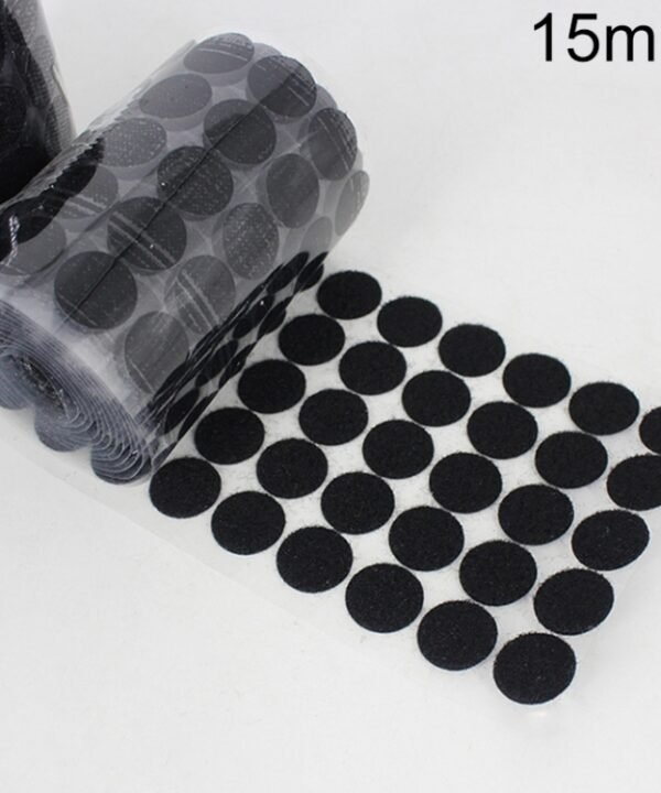 1000 PCS 16mm Round Nylon Adhesive Hook and Loop Fastener, 15mm (Black), 15mm (White)