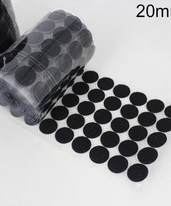 1000 PCS 20mm Round Nylon Adhesive Hook and Loop Fastener, 20mm (Black), 20mm (White)
