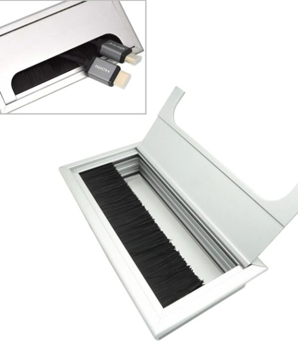 8x16cm Desk Dustproof Aluminum Wire Box Threading Box with Brush