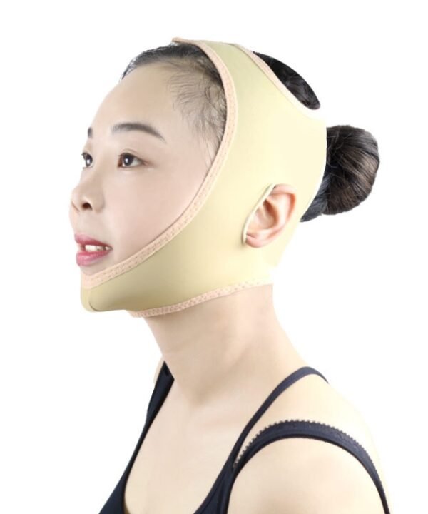 Lycra Flesh Color Breathable Skin Care And Lift Reduce Double Chin Mask Face Belt, Size: XL