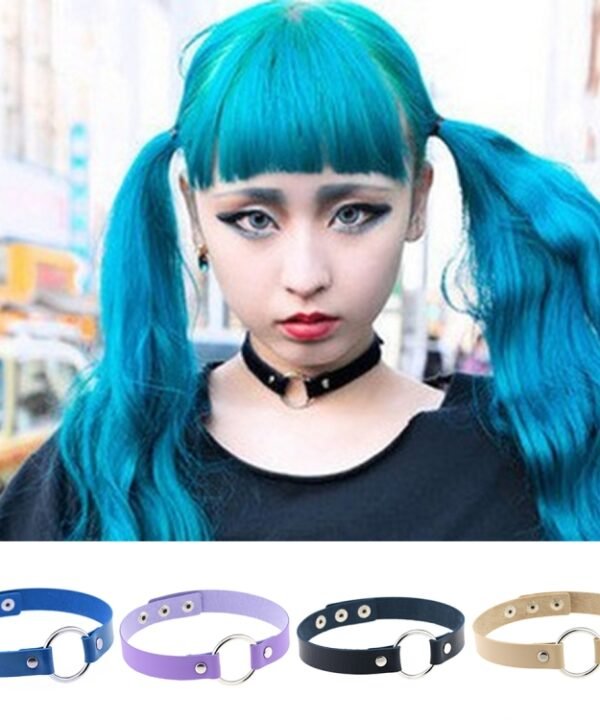 3 PCS Japanese Harajuku Fashion Street-snap Punk Round Nightclub Leather Collar Bracelet, Random Color Delivery