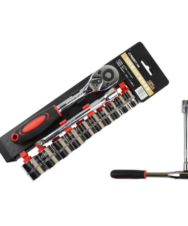12 in 1 3/8 Interface Ratchet Wrench Set Car Repair Combination Hardware Toolbox