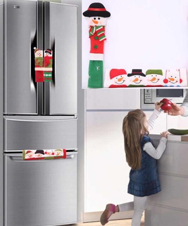 3 in 1 Christmas Style Cloth Fridge Microwave Oven Door Handle Cover Set, Size: 23*14cm