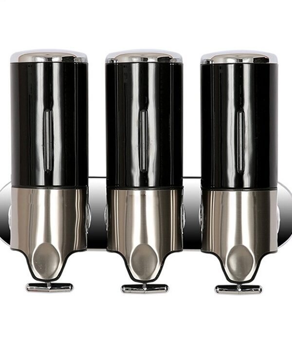 Triple Hotel Shower Manual Dispenser Wall Mounted Washing Liquid Shampoo Soap Bottle, Capacity: 1200ml, 1200ml/Black, 1200ml/Gold, 1200ml/Red, 1200ml/Silver, 1200ml/Transparent, 1200ml/White