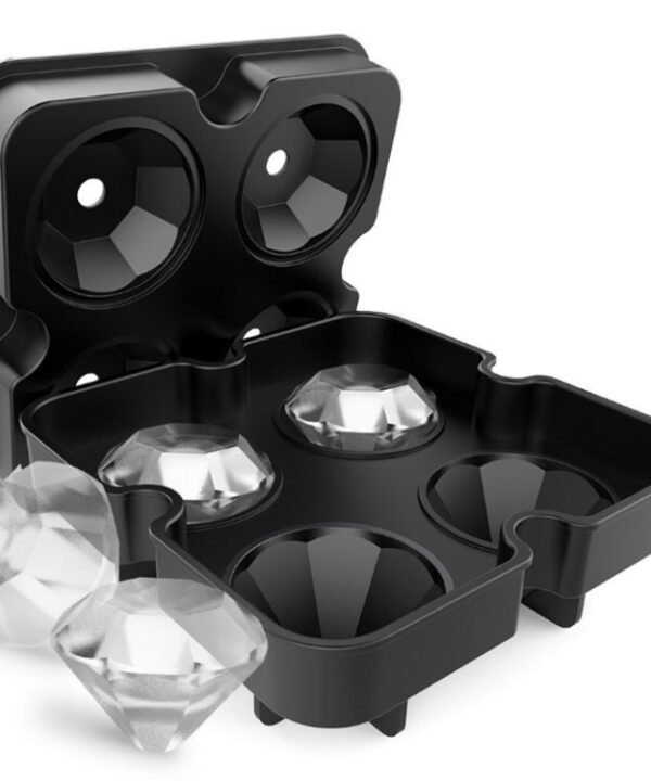 New 4 Cavity Diamond Shape 3D Ice Cube Mold Maker Bar Party Silicone Trays Chocolate Mold Kitchen Tool