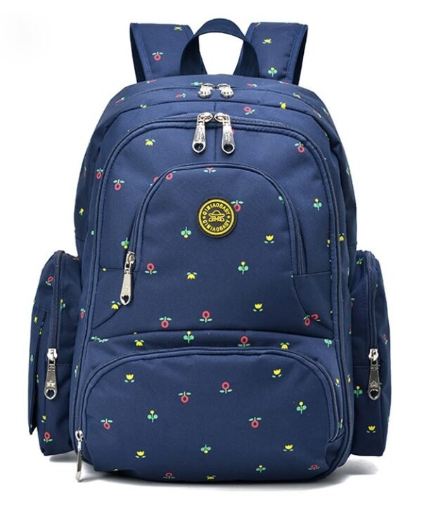 Fashion Travel Multifunctional Mother Shoulder Bag Maternity Mummy Nappy Backpack, Size: 18*30*43cm, Black Flower, Black Dot, Dark Blue Dot, Dark Blue Flower, Blue, Magenta, Purple, Red Dot