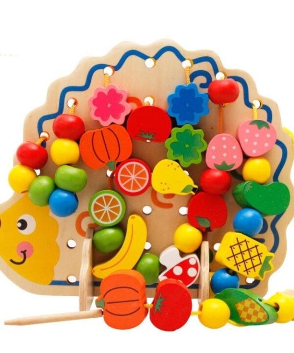 Early Learning Education  Wooden Toys Hedgehog Fruit Beads Child Hand Eye Coordination Skills Development Educational Toys For Kids