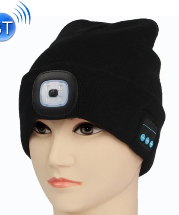 Unisex Warm Winter Polyacrylonitrile Knit Hat Adult Head Cap with LED and Bluetooth