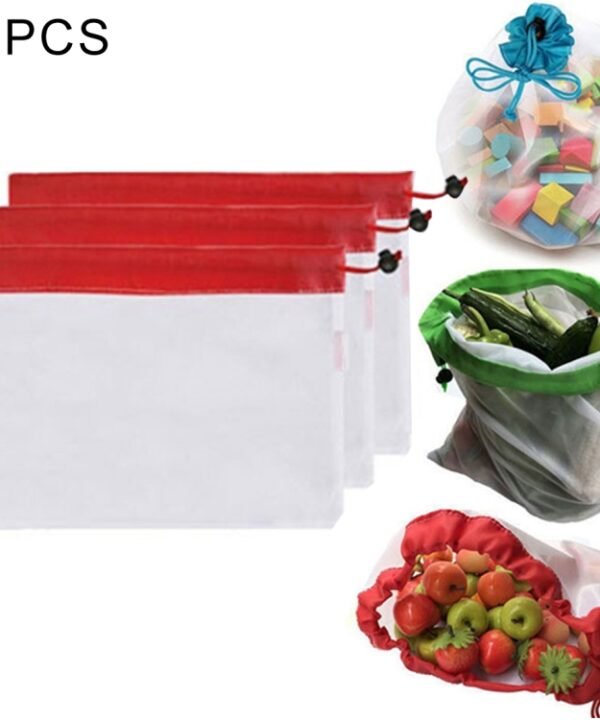 10 PCS Double-Stitched Strength Reusable Fruit Sandwich Pouch Mesh Storage Bags, Size: 30cm x 20cm, Random Color Delivery