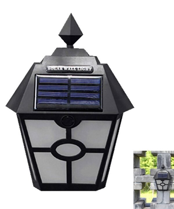 Solar Retro Hexagonal LED Wall Lamp Outdoor Light Sensor Control Landscape Light