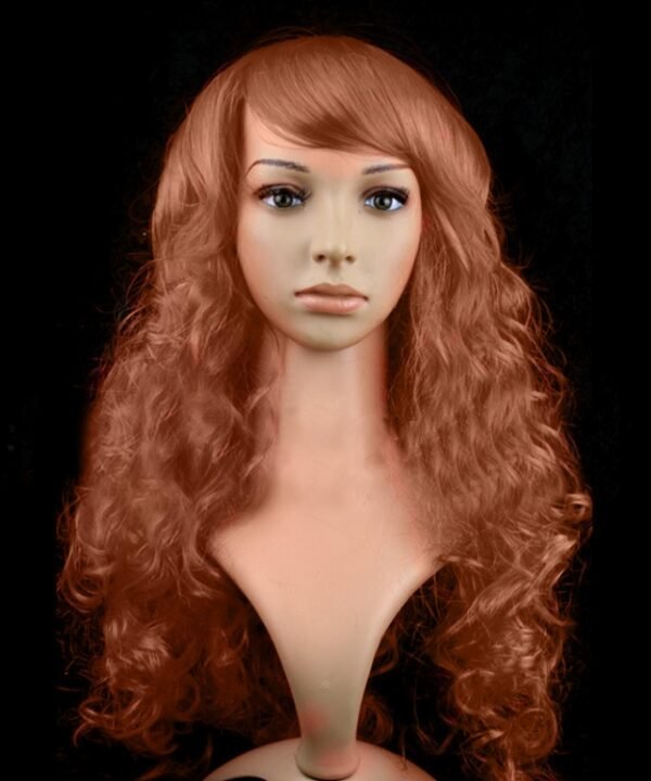 Colorful Wild-Curl Up Party Headwear Wavy Long PET Wigs For Female(Black)