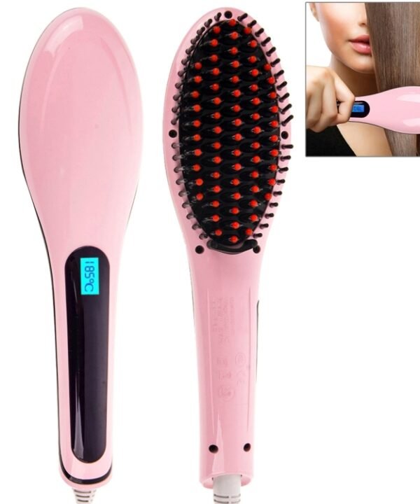Handheld Innovative Hair Straightener Comb with LCD Temperature Display, EU Plug