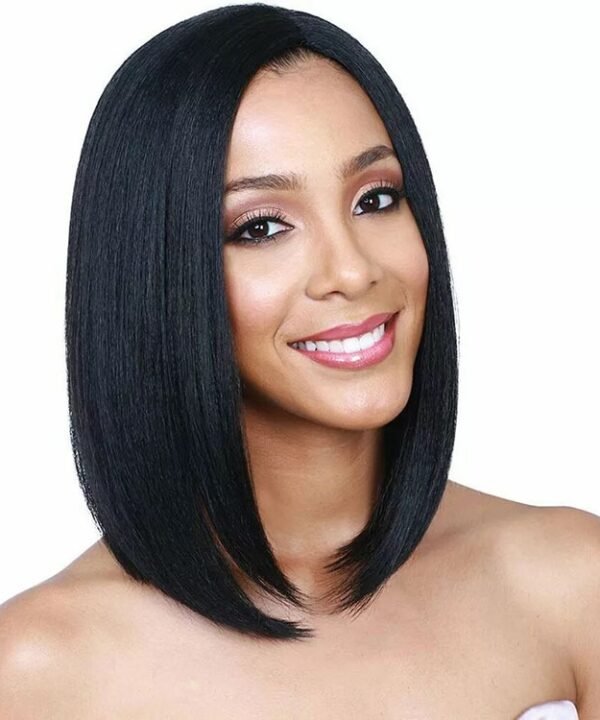 Centre-parted Fluffy Shoulder-length Straight Hair Wig Headgear for Women