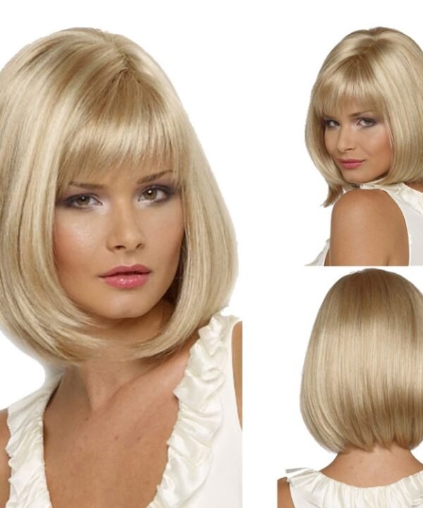 Short Straight Hair Bob Haircut Wig Chemical Fiber Hair Headgear for Women