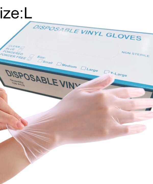 100 PCS Disposable PVC Examination Gloves Household Transparent Touchable Protective Gloves, Size: L