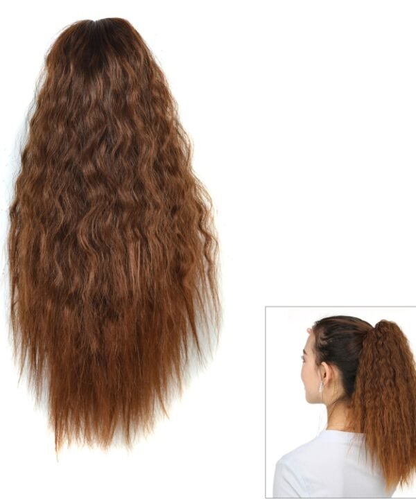 Natural Retro Short Curly Hair Clip-on Corn Blanching Horsetail Wig