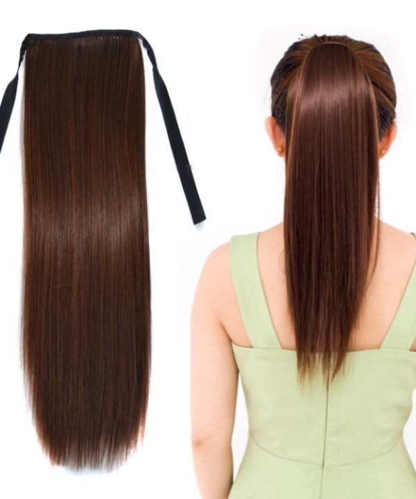 Natural Long Straight Hair Ponytail Bandage-style Wig Ponytail for Women，Length: 45cm, 45cm