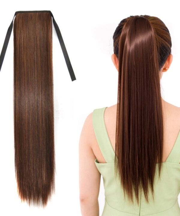 Natural Long Straight Hair Ponytail Bandage-style Wig Ponytail for Women，Length: 60cm, 60cm