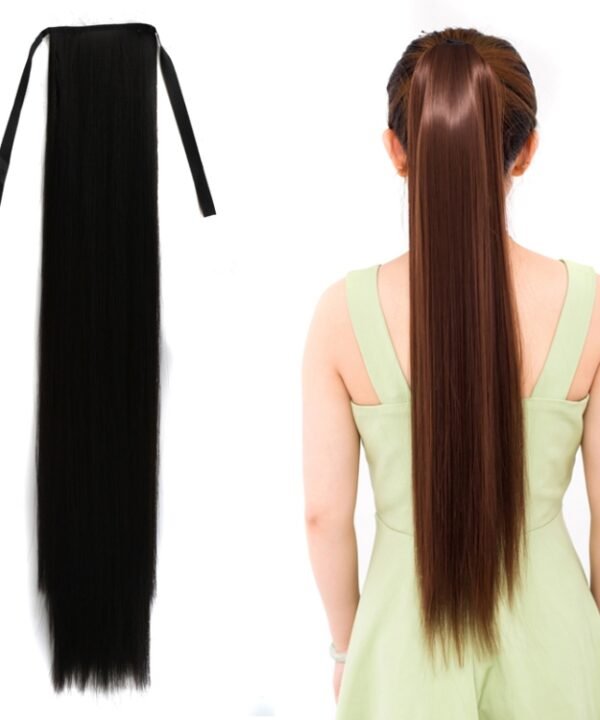 Natural Long Straight Hair Ponytail Bandage-style Wig Ponytail for Women，Length: 75cm, 75cm
