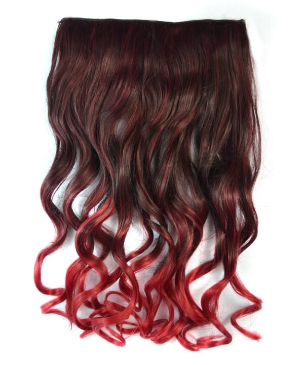 One-piece Seamless Hair Extension Piece Color Gradient Large Wave Long Curling Clip Type Hairpiece
