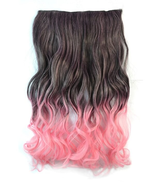 One-piece Seamless Hair Extension Piece Color Gradient Large Wave Long Curling Clip Type Hairpiece