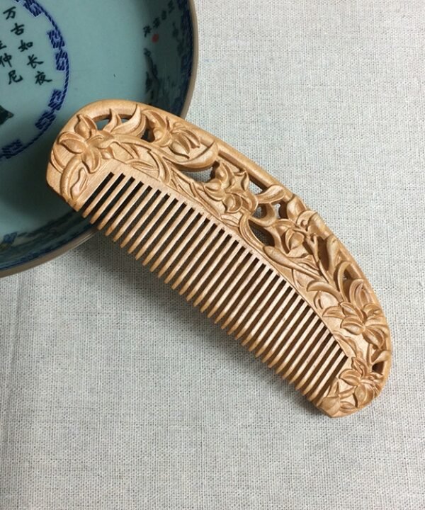 Fragrant Sultry Orchid Mahogany Comb Double-sided Carved Wooden Comb + Gift Box, Gift Box Colors Are Random