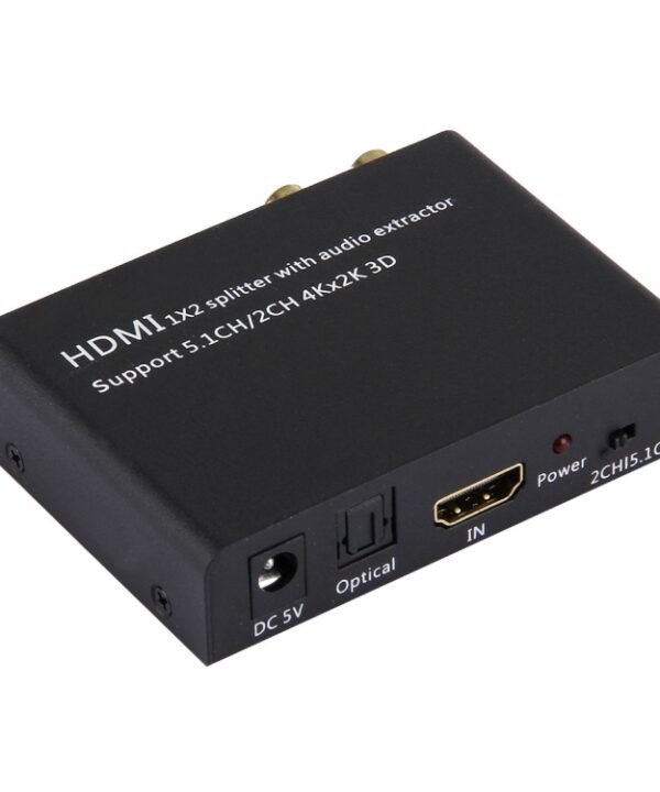HDMI 1x2 Splitter with Audio Extractor, Support 5.1CH / 2CH, 4Kx2K, 3D