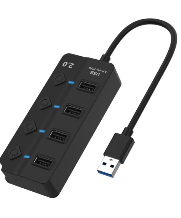 Onten 5301 USB 3.0 Male to 4 USB 2.0 Female Splitter Extender with Independent Switch