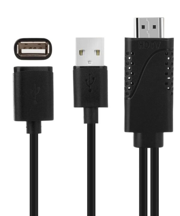 USB Male + USB 2.0 Female to HDMI Phone to HDTV Adapter Cable