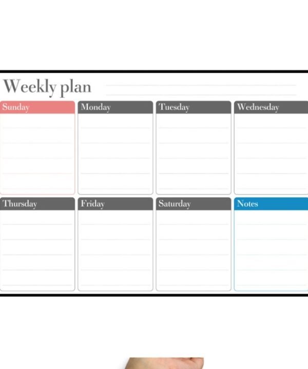Magnetic Weekly Plan Refrigerator Magnet PET Magnetic Soft Whiteboard, Size: 29.7cm x 42cm, Weekly Plan
