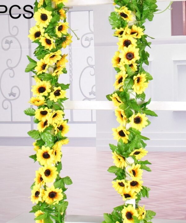 2 PCS Sunflower Artificial Flower Interior Background Wall Window Decoration, Length: 2.6m