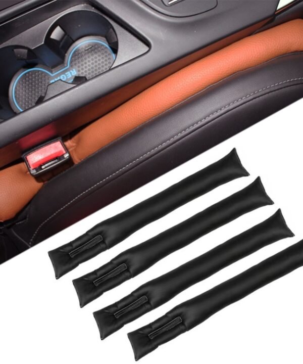 4 PCS Car Styling Accessories Seat Gap Filler Leather Pad Spacer Protective Softer Bar Slot Plug Car Gap Filler(Black)