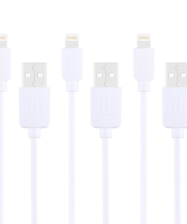3 PCS HAWEEL 1m High Speed 8 pin to USB Sync and Charging Cable Kit for iPhone, iPad(White)