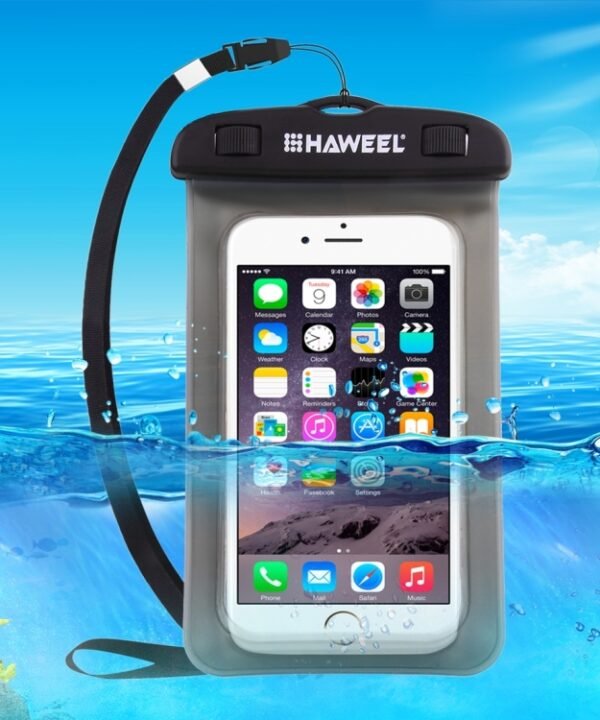 HAWEEL Transparent Universal Waterproof Bag with Lanyard for iPhone, Galaxy, Huawei, Xiaomi, LG, HTC and Other Smart Phones(Black)