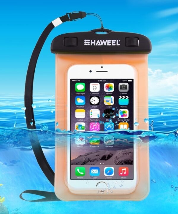 HAWEEL Transparent Universal Waterproof Bag with Lanyard for iPhone, Galaxy, Huawei, Xiaomi, LG, HTC and Other Smart Phones(Orange)