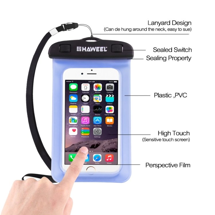 HAWEEL Transparent Universal Waterproof Bag with Lanyard for iPhone, Galaxy, Huawei, Xiaomi, LG, HTC and Other Smart Phones(Blue) - Image 4