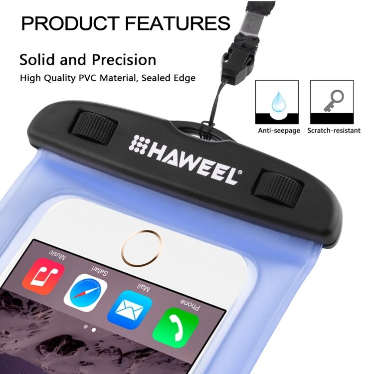 HAWEEL Transparent Universal Waterproof Bag with Lanyard for iPhone, Galaxy, Huawei, Xiaomi, LG, HTC and Other Smart Phones(Blue) - Image 5