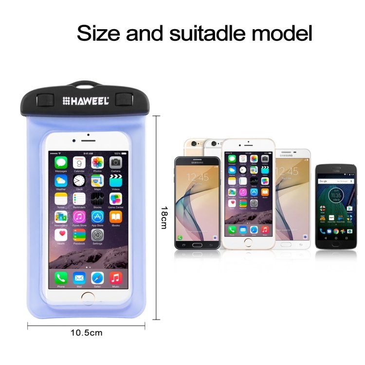 HAWEEL Transparent Universal Waterproof Bag with Lanyard for iPhone, Galaxy, Huawei, Xiaomi, LG, HTC and Other Smart Phones(Blue) - Image 6