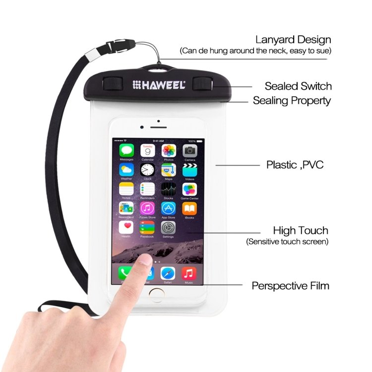 HAWEEL Transparent Universal Waterproof Bag with Lanyard for iPhone, Galaxy, Huawei, Xiaomi, LG, HTC and Other Smart Phones(Transparent) - Image 4
