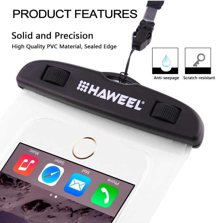 HAWEEL Transparent Universal Waterproof Bag with Lanyard for iPhone, Galaxy, Huawei, Xiaomi, LG, HTC and Other Smart Phones(Transparent) - Image 5